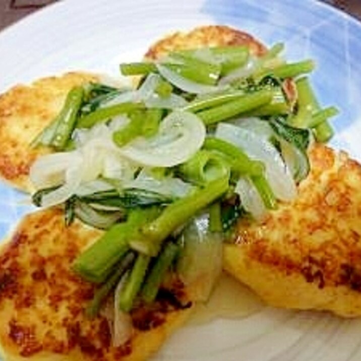 豆腐ハンバーグの空芯菜あんかけ